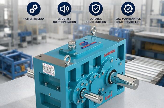 Precision-engineered Helical Gearbox by Gamma Gears for industrial power transmission, high torque, smooth operation, and reliable performance.