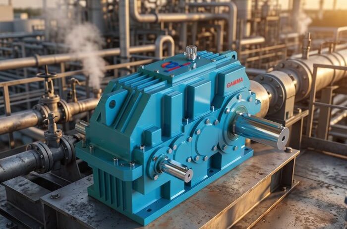 Gamma Gears helical gearbox showing smooth and efficient power transmission compared to spur gearboxes for industrial applications.