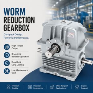 High-performance Worm Reduction Gearbox by Gamma Gears for industrial power transmission, offering high torque, smooth operation, durable construction, and reliable speed reduction.